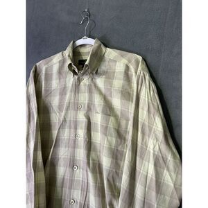 Ermenegildo Zegna Plaid Button Up Shirt‎ Beige Size Medium Designer